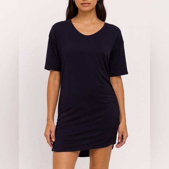 COS Dresses & Skirts - COS Navy Ruched Side Dress Women’s Size S Minimalist Short Sleeve Shift